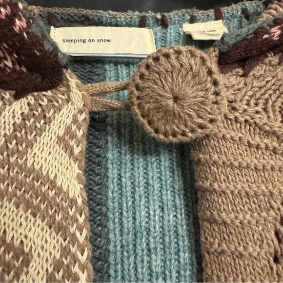 Anthropologie Sleeping on Snow Patchwork Hooded Cape‎ Shawl Rare Sweater Boho - Picture 10 of 14